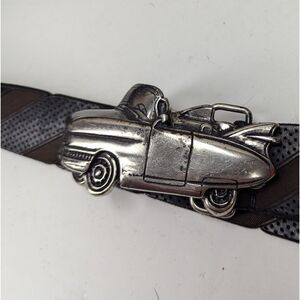 Vintage Italian Leather Belt with Car Buckle – Quelli Della Pelle – Size 37–42